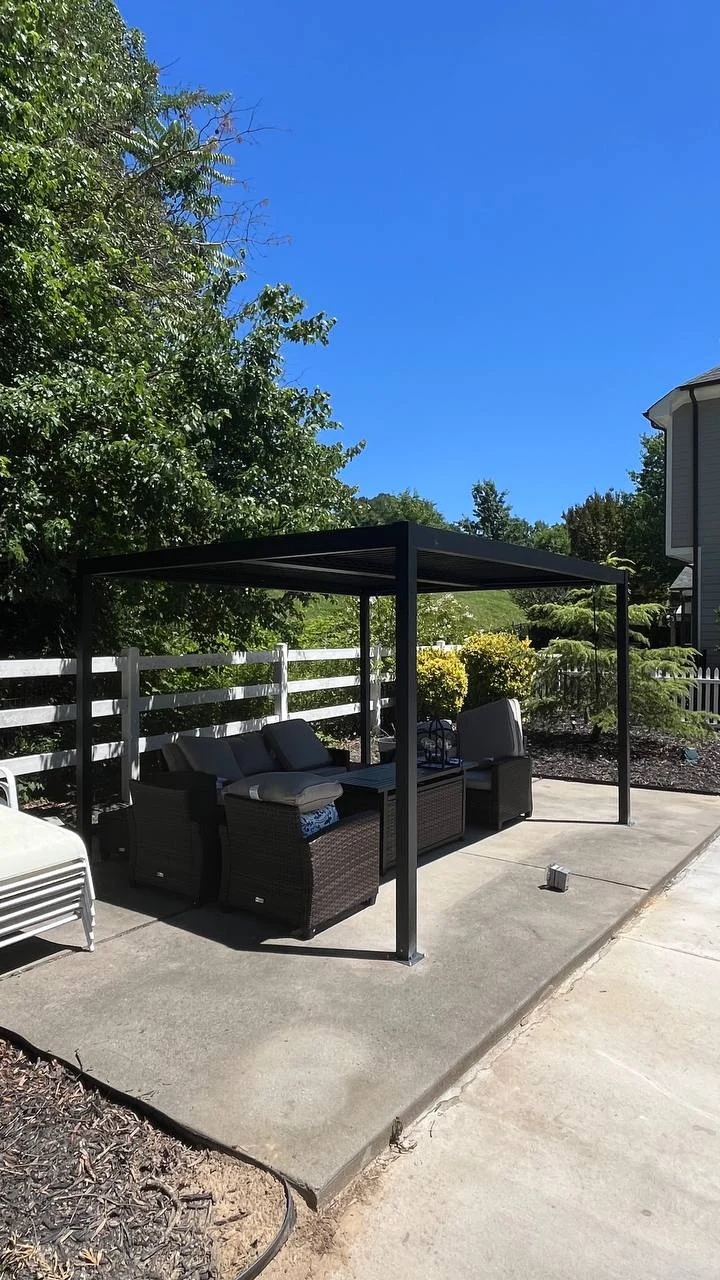 Shade for the gathering place. &mdash; project photograph